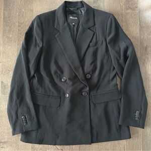 Madewell Rosedale Blazer Crepe Black Classy Classic Staple Elevate Size 8